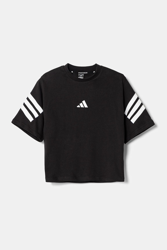adidas t-shirt bawełniany dziecięcy JN8092 czarny SS25