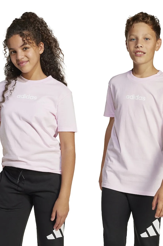 Παιδικό βαμβακερό μπλουζάκι adidas στάμπα ροζ JC9750