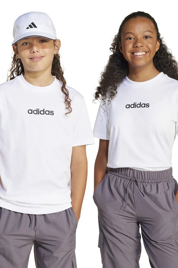 adidas t-shirt bawełniany dziecięcy nadruk biały JC9747