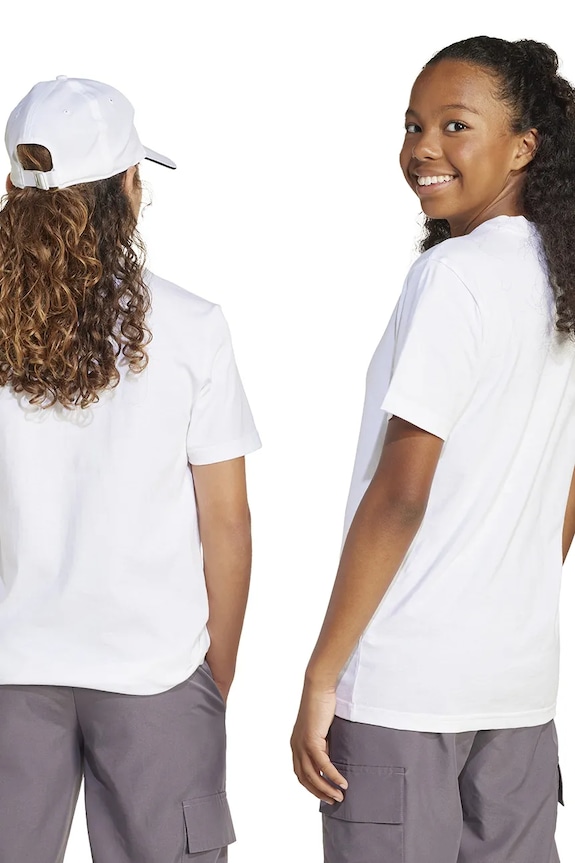 adidas t-shirt bawełniany dziecięcy JC9747 biały