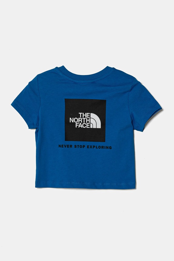 Dětské bavlněné tričko The North Face KID BOX NSE S/S TEE NF0A89H5T4S1 modrá SS25