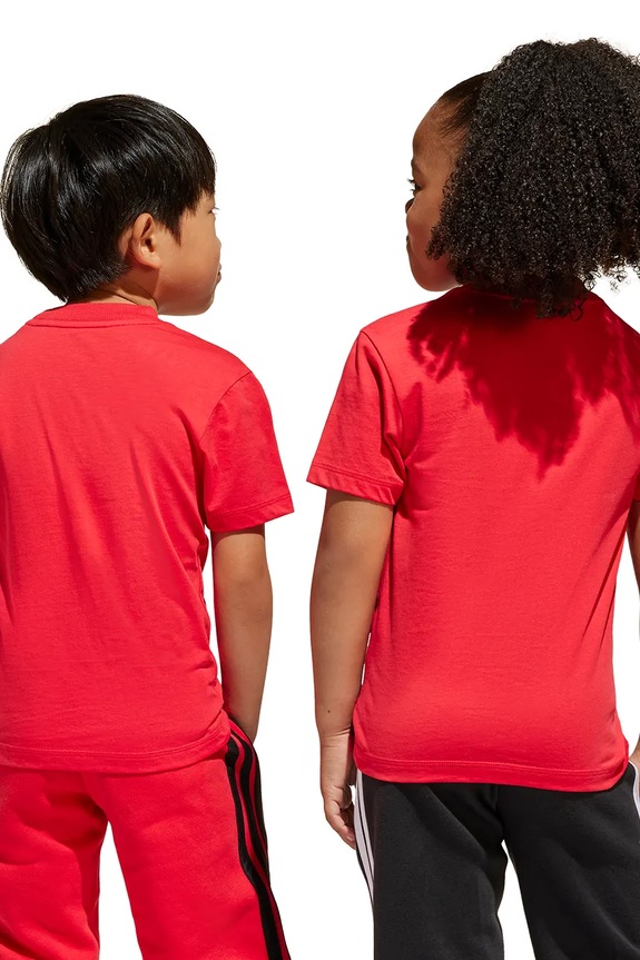 adidas t-shirt bawełniany dziecięcy JN8007 czerwony