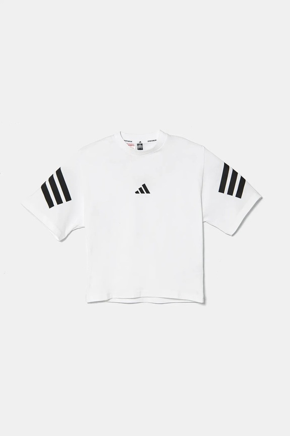 adidas t-shirt bawełniany dziecięcy JN8088 biały SS25