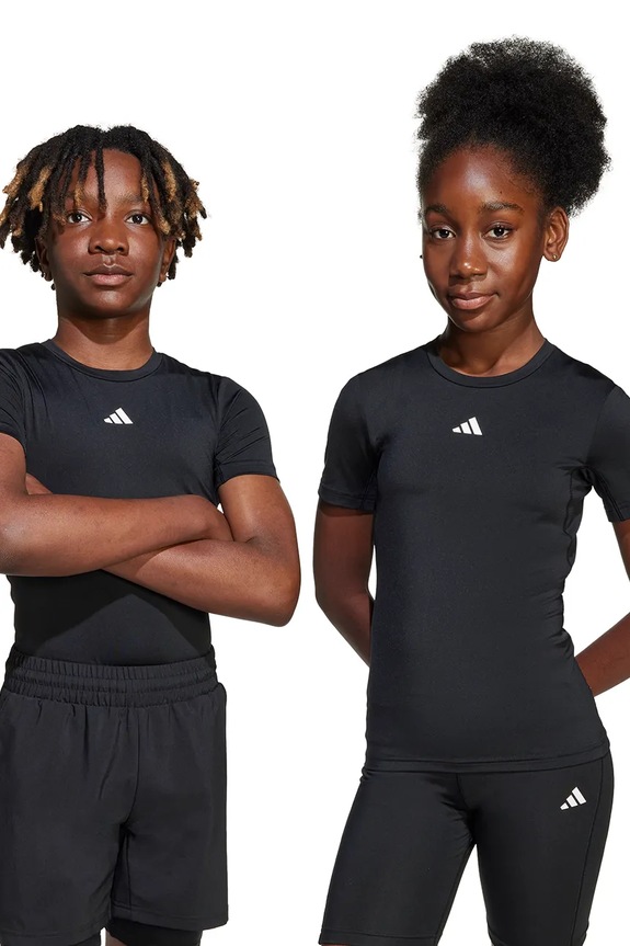 adidas maglietta per bambini tessuto elasticizzato nero JJ5047