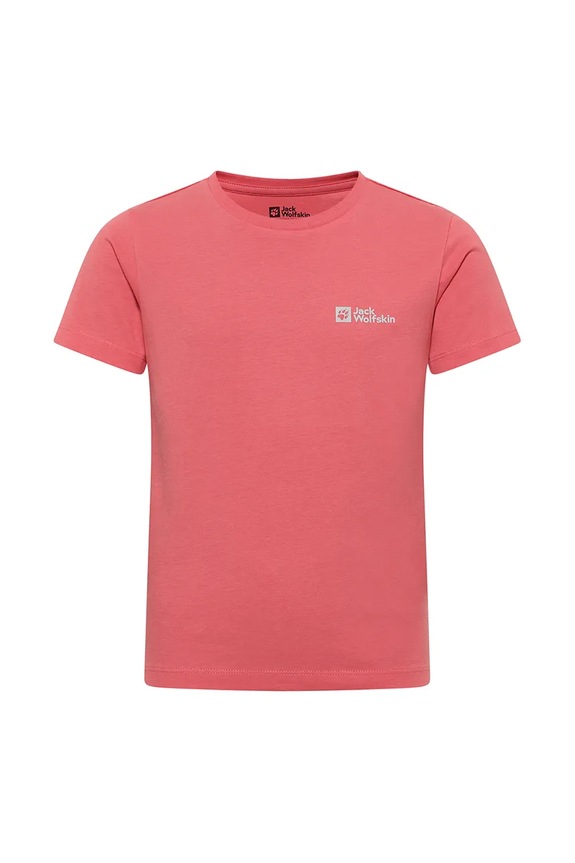Детская хлопковая футболка Jack Wolfskin ESSENTIAL COTTON T K A64184.164.176 розовый SS25