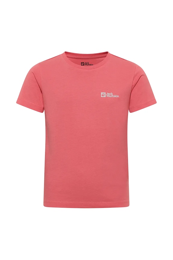 Детская хлопковая футболка Jack Wolfskin ESSENTIAL COTTON T K A64184.164.176 розовый SS25