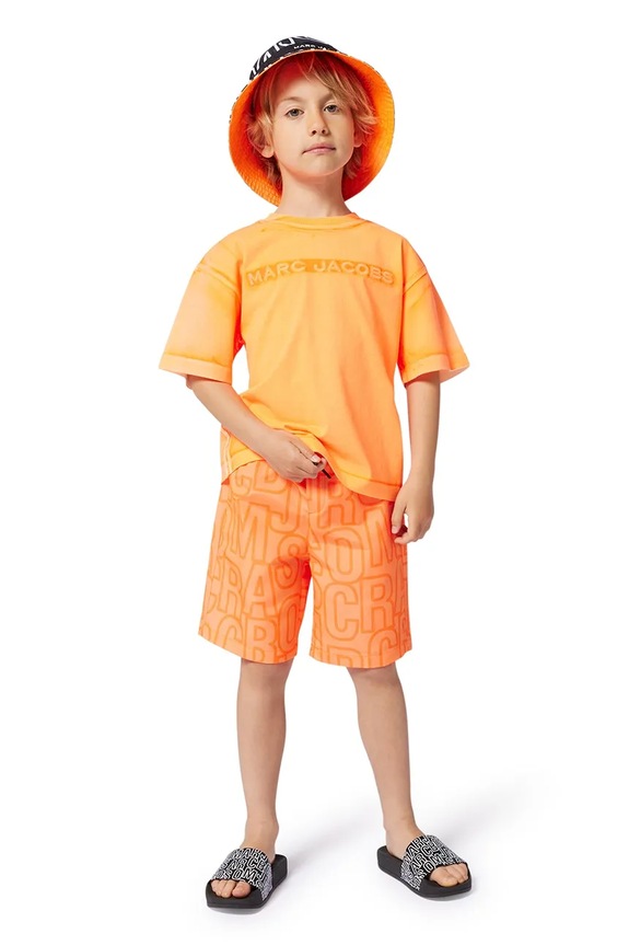 Marc Jacobs t-shirt bawełniany dziecięcy aplikacja pomarańczowy W60446.114.150