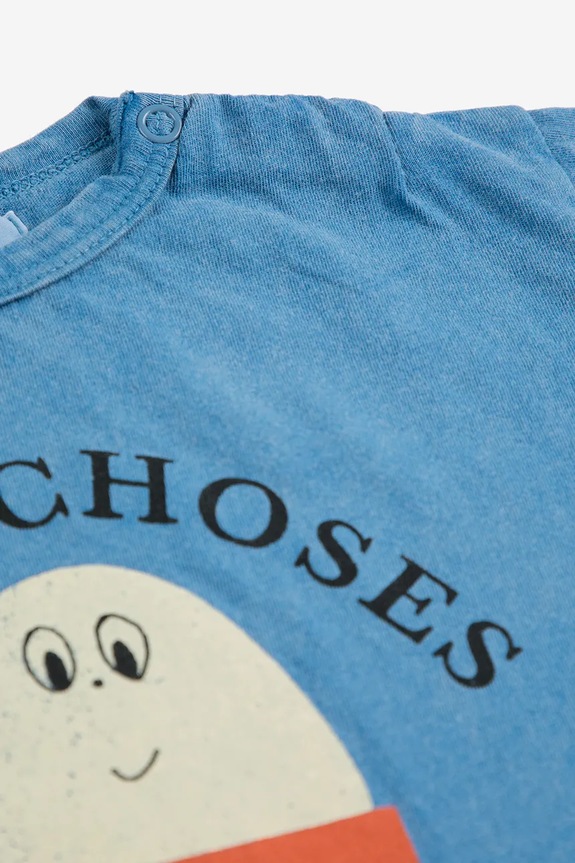 Chłopiec Bobo Choses t-shirt bawełniany niemowlęcy Morning Egg 125AB011 niebieski