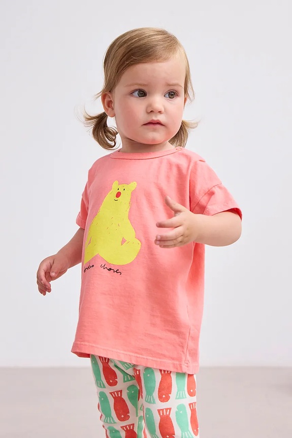 Bobo Choses tricou din bumbac pentru bebelusi Hug Me Bear portocaliu 125AB007