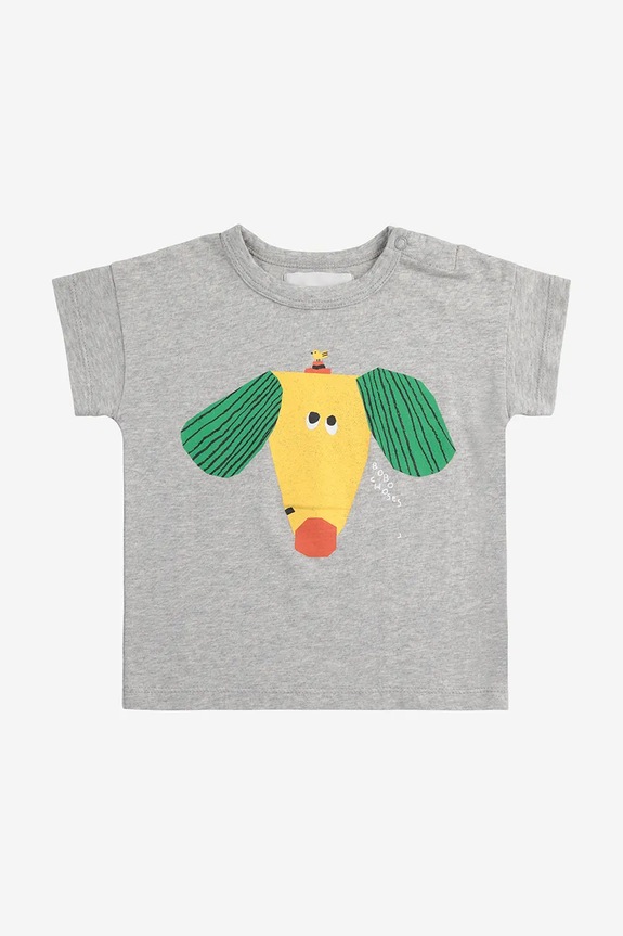 Detské bavlnené tričko Bobo Choses Happy Dog 125AB009 sivá SS25