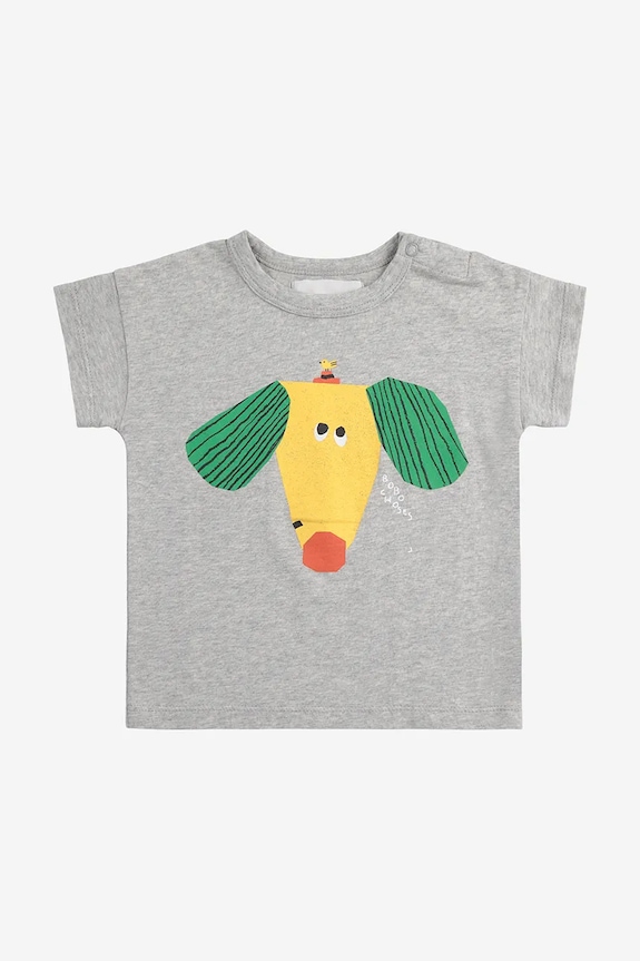 Detské bavlnené tričko Bobo Choses Happy Dog 125AB009 sivá SS25