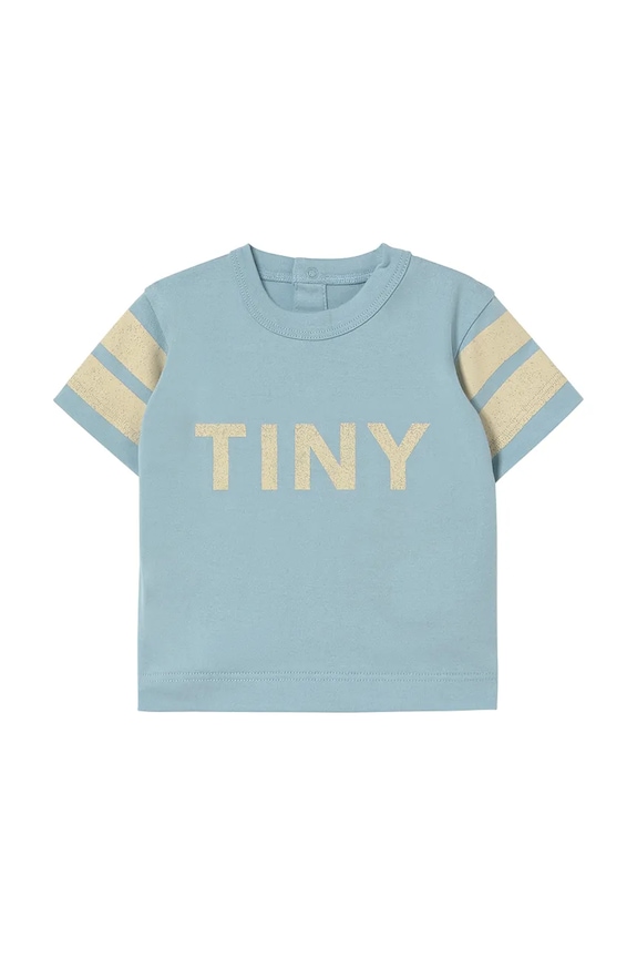 Detské bavlnené tričko Tinycottons STRIPES LOGO BABY TEE bavlna modrá SS25.141