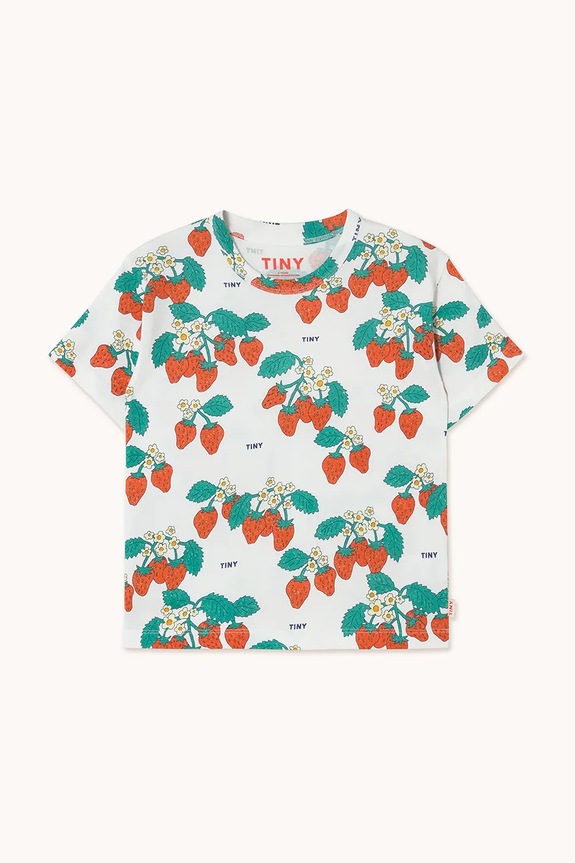Tinycottons t-shirt in cotone per bambini STRAWBERRIES TEE prodotto per bambini beige SS25.001
