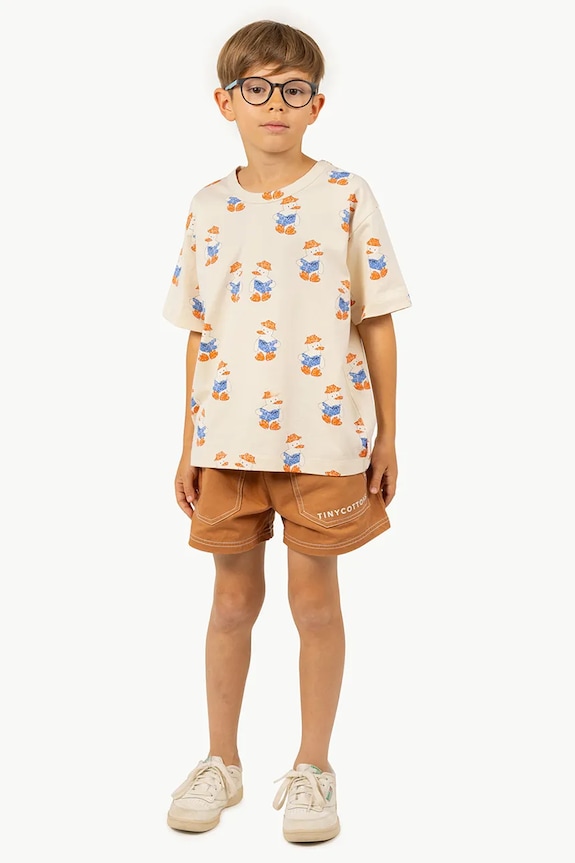 Dječja pamučna majica kratkih rukava Tinycottons READERS TEE bež SS25.006