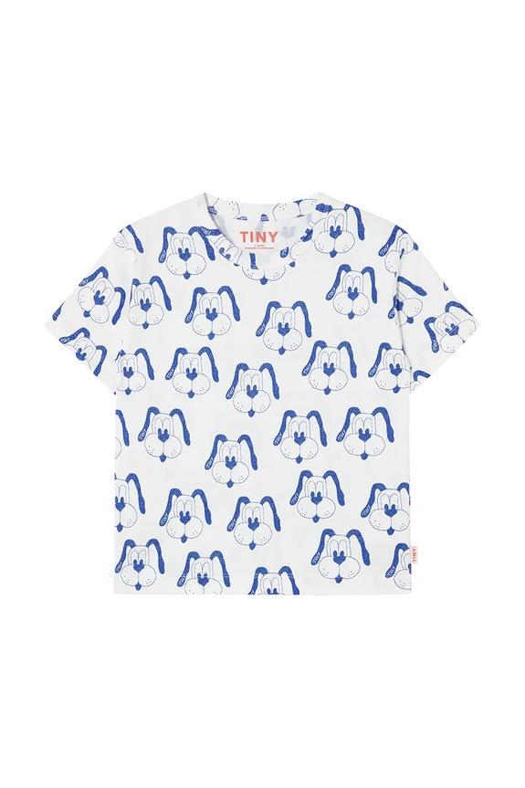 Tinycottons t-shirt bawełniany dziecięcy DOGS TEE nadruk niebieski SS25.460