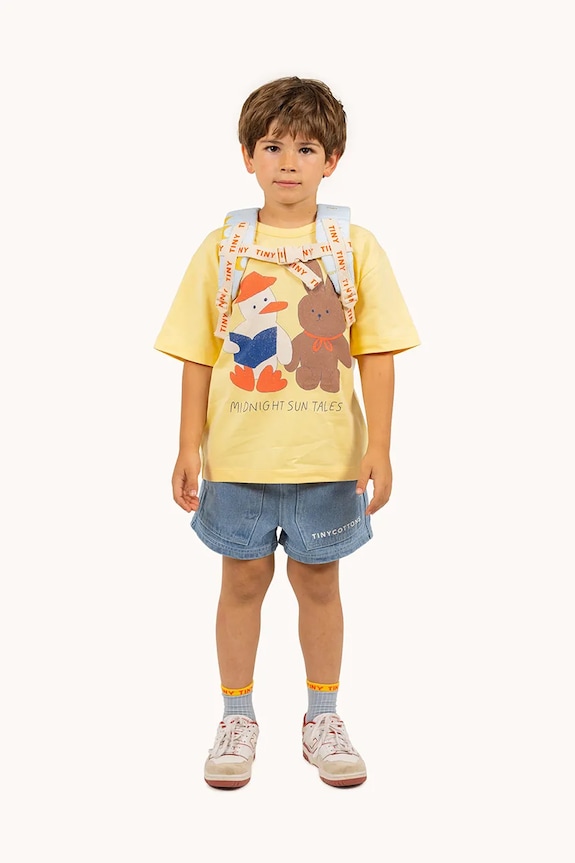 Tinycottons t-shirt bawełniany dziecięcy READERS GRAPHIC TEE żółty SS25.085