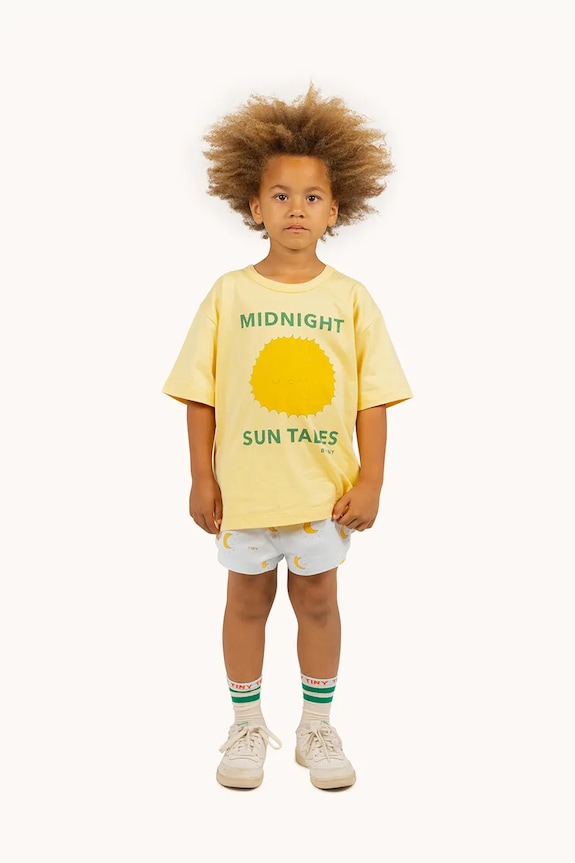 Dětské bavlněné tričko Tinycottons SUN TALES GRAPHIC TEE žlutá SS25.089