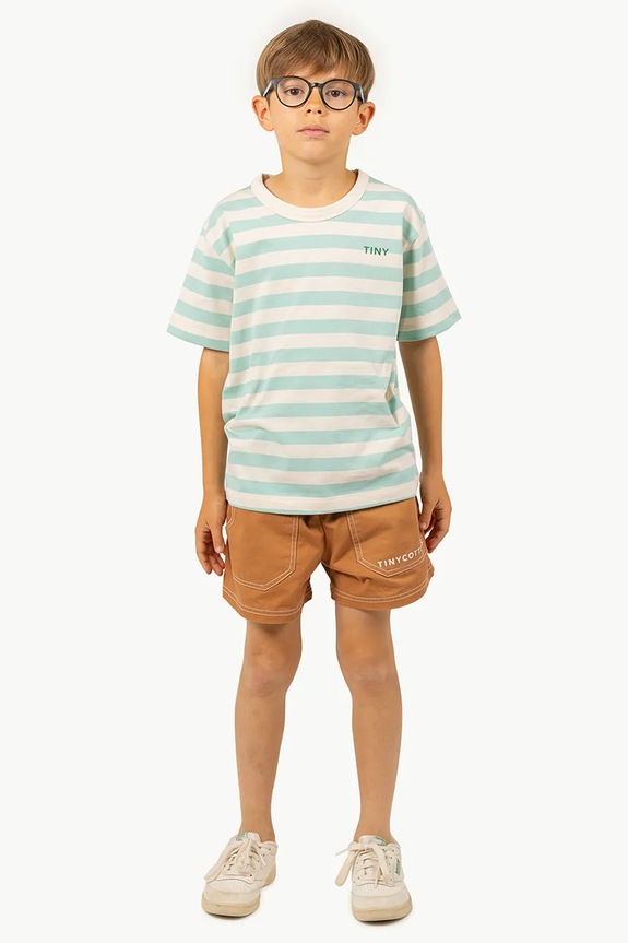 Tinycottons t-shirt in cotone per bambini STRIPES TEE verde SS25.111