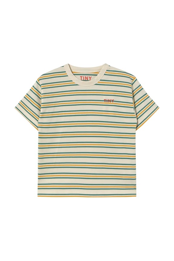 Dječja pamučna majica kratkih rukava Tinycottons STRIPES MULTICOLOR TEE SS25.122 bež SS25
