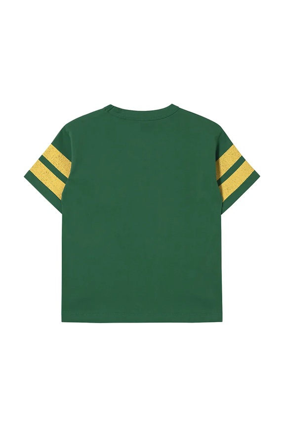 Αγορίστικα Παιδικό βαμβακερό μπλουζάκι Tinycottons STRIPES LOGO TEE SS25.137 πράσινο