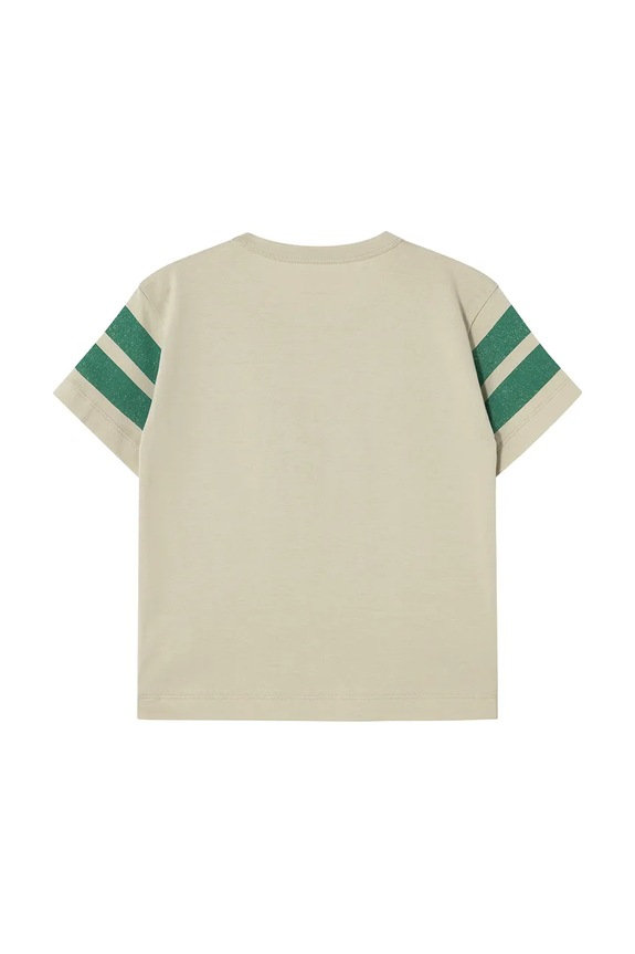 Chłopiec Tinycottons t-shirt bawełniany dziecięcy STRIPES LOGO TEE SS25.137 beżowy