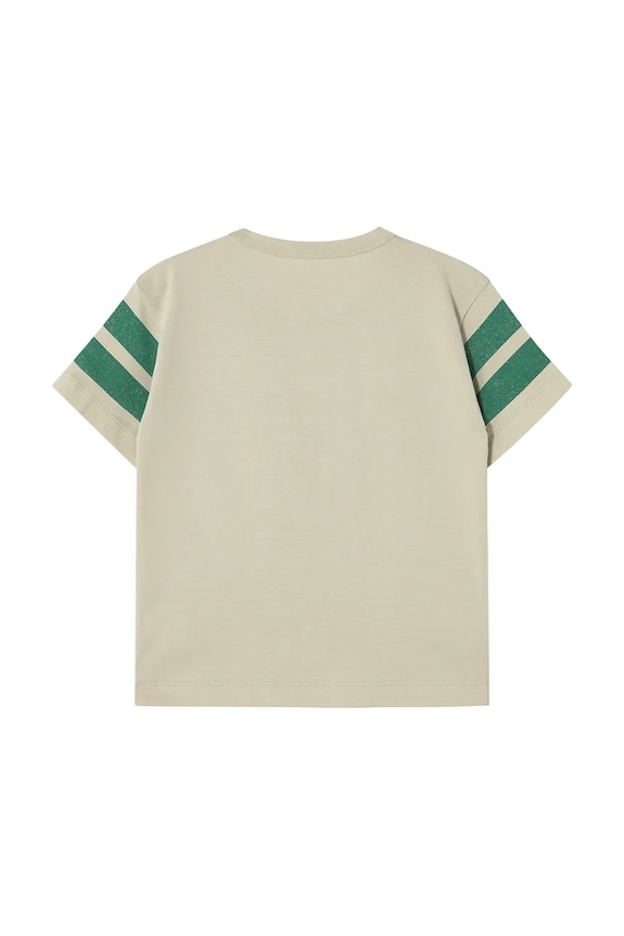 Chłopiec Tinycottons t-shirt bawełniany dziecięcy STRIPES LOGO TEE SS25.137 beżowy