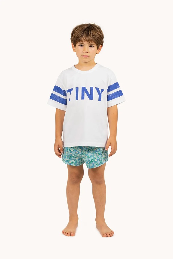 Dječja pamučna majica kratkih rukava Tinycottons STRIPES TINY TEE bež SS25.145