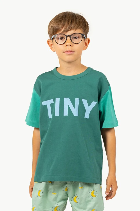 Tinycottons gyerek pamut póló COLOR BLOCK TEE pamut zöld SS25.159