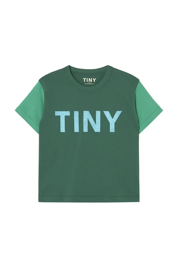 Tinycottons gyerek pamut póló COLOR BLOCK TEE SS25.159 zöld SS25