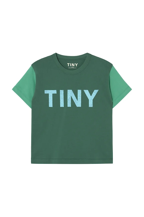 Tinycottons gyerek pamut póló COLOR BLOCK TEE SS25.159 zöld SS25
