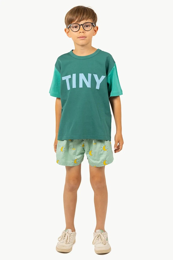Tinycottons gyerek pamut póló COLOR BLOCK TEE zöld SS25.159