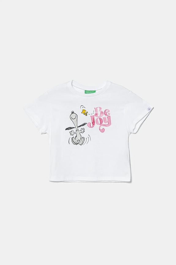 United Colors of Benetton tricou de bumbac pentru copii print alb 3X1SG10I9.P.Seasonal