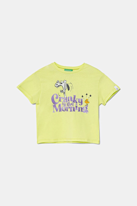 United Colors of Benetton tricou de bumbac pentru copii print verde 3X1SG10I9.P.Seasonal