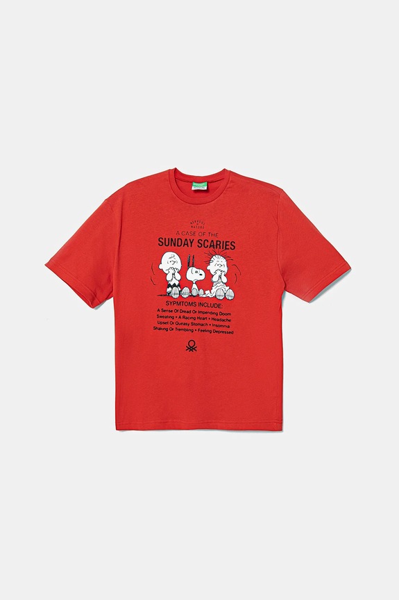 United Colors of Benetton t-shirt in cotone per bambini personaggi dei cartoni animati rosso 3X1SC10NI.G.Seasonal
