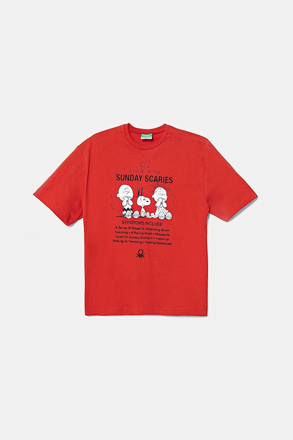 United Colors of Benetton t-shirt in cotone per bambini personaggi dei cartoni animati rosso 3X1SC10NI.G.Seasonal