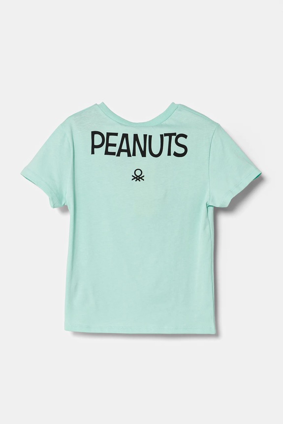 Детска памучна тениска United Colors of Benetton 3X1SC10NG.G.Seasonal зелен SS25