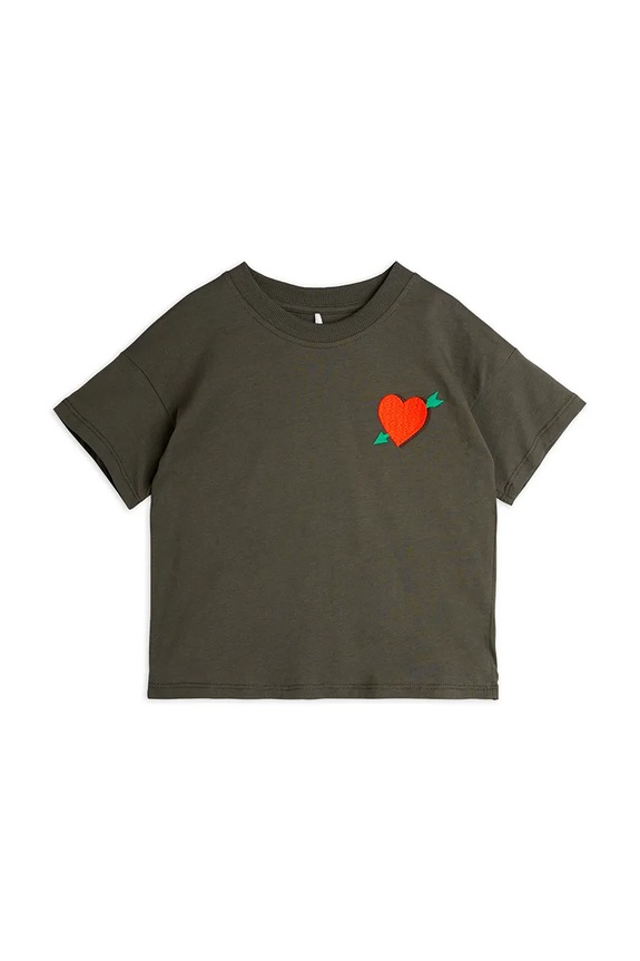 Mini Rodini t-shirt bawełniany dziecięcy Arrowed heart aplikacja czarny 2522012499