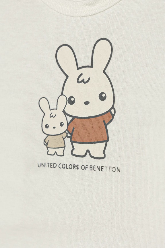 Αγορίστικα Μωρό βαμβακερό μπλουζάκι United Colors of Benetton 3I9WA1062.W.Seasonal λευκό