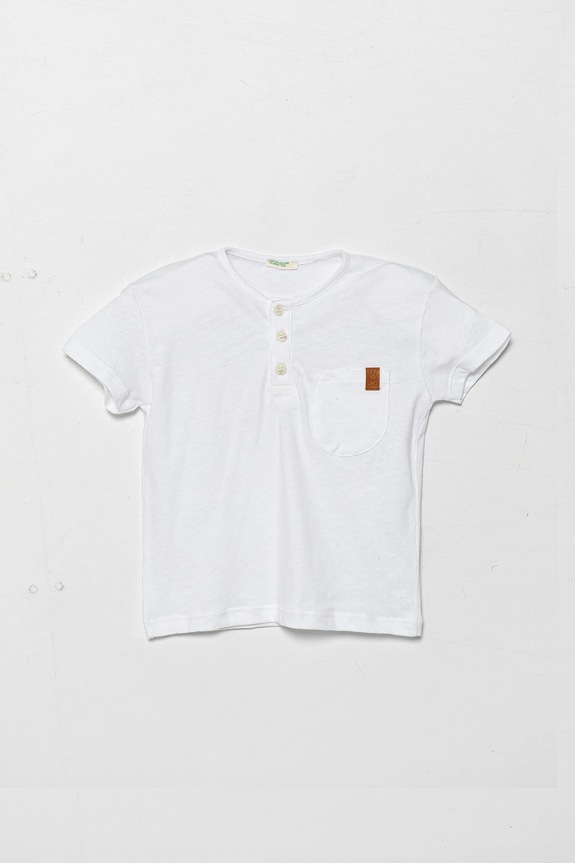 Μπλουζάκι μωρού United Colors of Benetton στρογγυλό λευκό 3F4JA105S.W.Seasonal