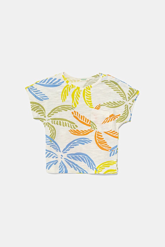 Pamučna majica kratkih rukava za bebe United Colors of Benetton Planet friendly bež 3O7SA106E.W.Seasonal