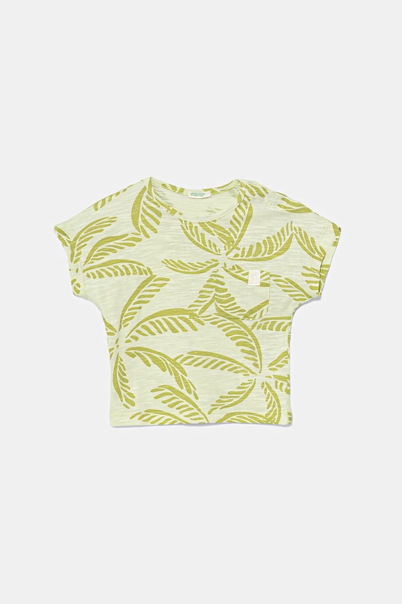United Colors of Benetton tricou din bumbac pentru bebeluși cu modele verde 3O7SA106E.W.Seasonal