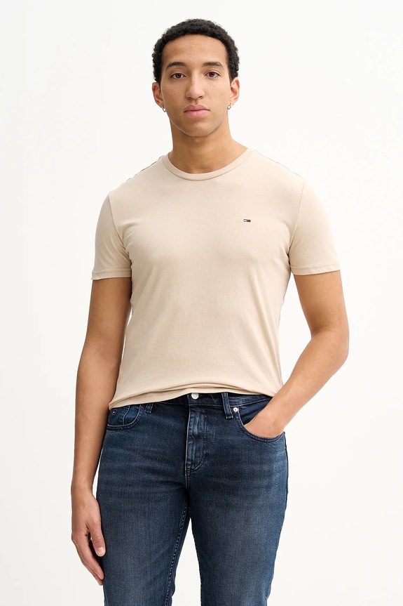 Tommy Jeans T-shirt męski beżowy DM0DM20363