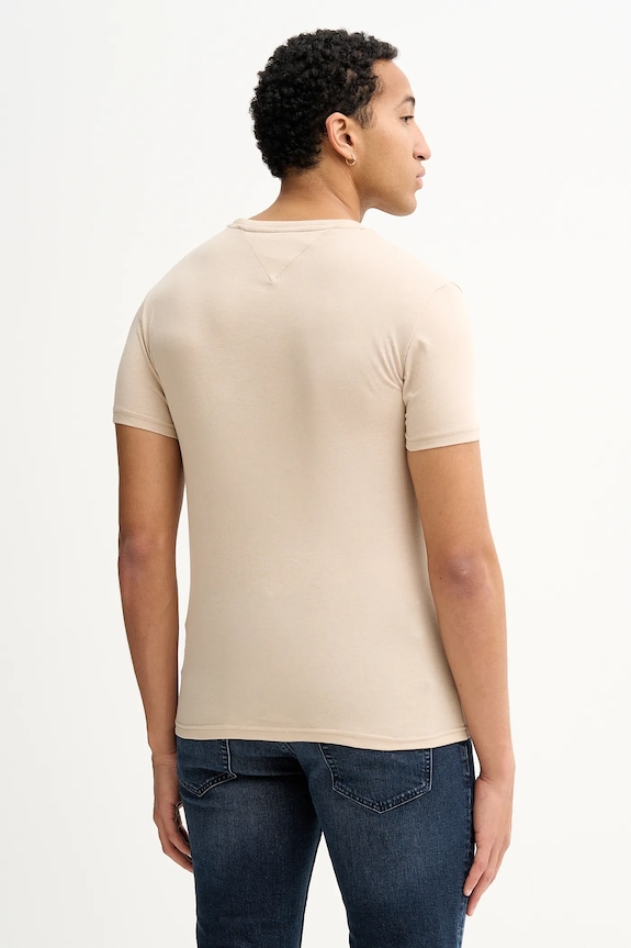 Odzież Tommy Jeans T-shirt męski DM0DM20363 beżowy