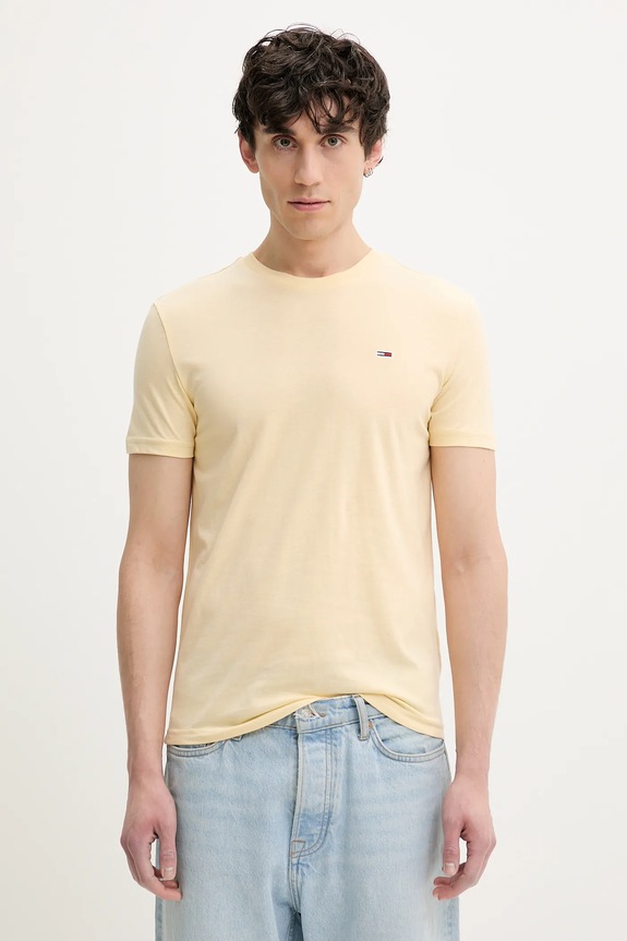 Tommy Jeans tricou bărbătesc uni galben DM0DM20363
