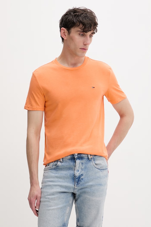 Tommy Jeans tricou bărbați portocaliu DM0DM20363