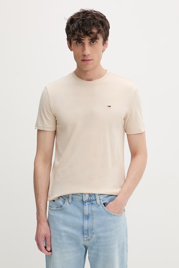 Tommy Jeans t-shirt ανδρικό μπεζ DM0DM20363