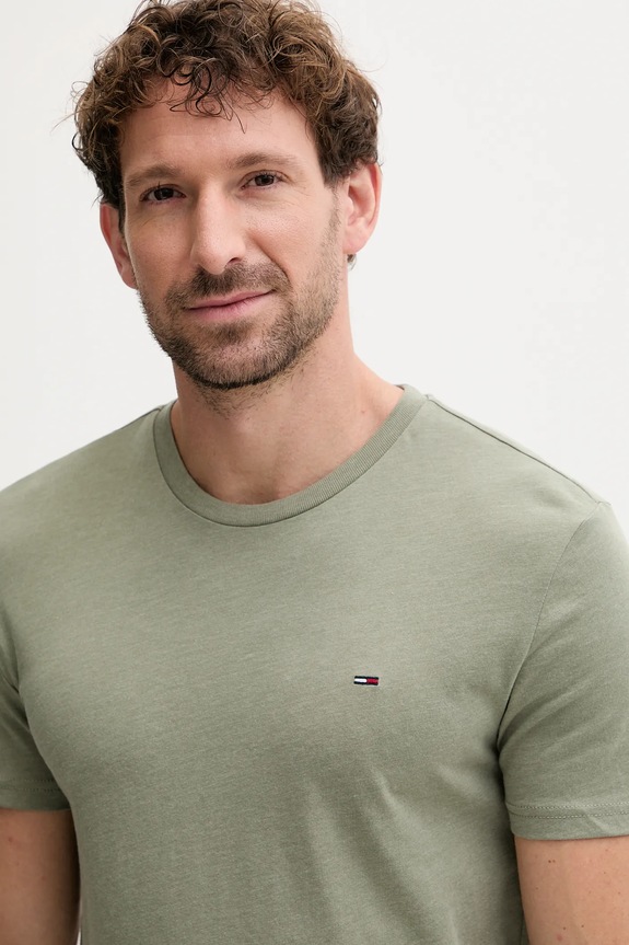 Ρούχα Tommy Jeans ανδρικό t-shirt DM0DM20363 πράσινο
