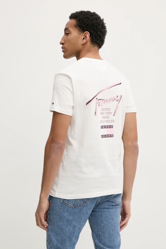 Oblečení Bavlněné tričko Tommy Jeans DM0DM21106 béžová