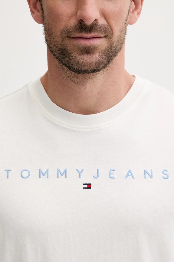 Tommy Jeans tricou bărbați din bumbac alb DM0DM20744