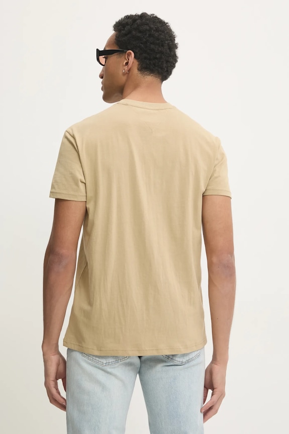 Odzież Tommy Jeans t-shirt męski bawełniany DM0DM20744 beżowy
